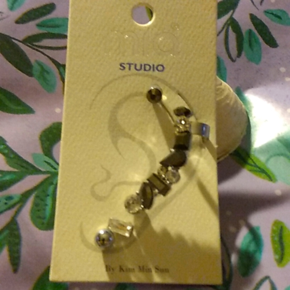 Mia Studio Black Four Piece Ear Clasp Earrings Set